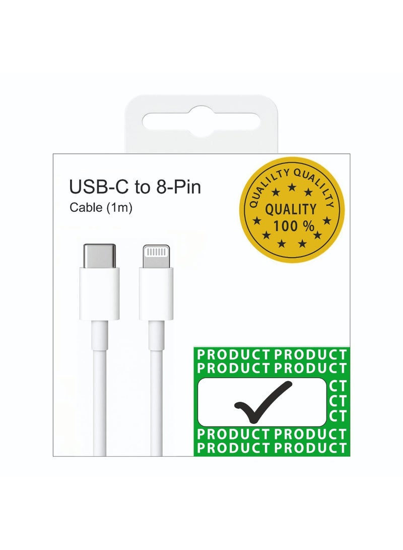 كيبل شاحن آيفون سريع – USB-C إلى لايتنينج PD 20W، متين 1 متر، جودة ممتازة، متوافق مع iPhone 8–14، iPad، AirPods، - Image 1